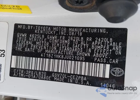 2018 Toyota Camry Xse V6 from USA, damaged, VIN 4T1BZ1HK8JU021095